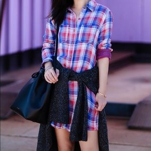 Treasure&Bond Popover Plaid Shirtdress
